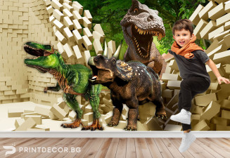 Тапет за детска стая 3D Завръщането на динозаврите 