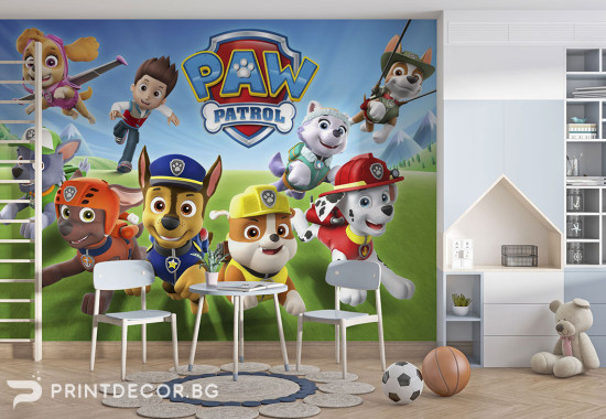 Детски тапет Спасителна мисия с кученцата от Пес Патрул / Paw Patrol 